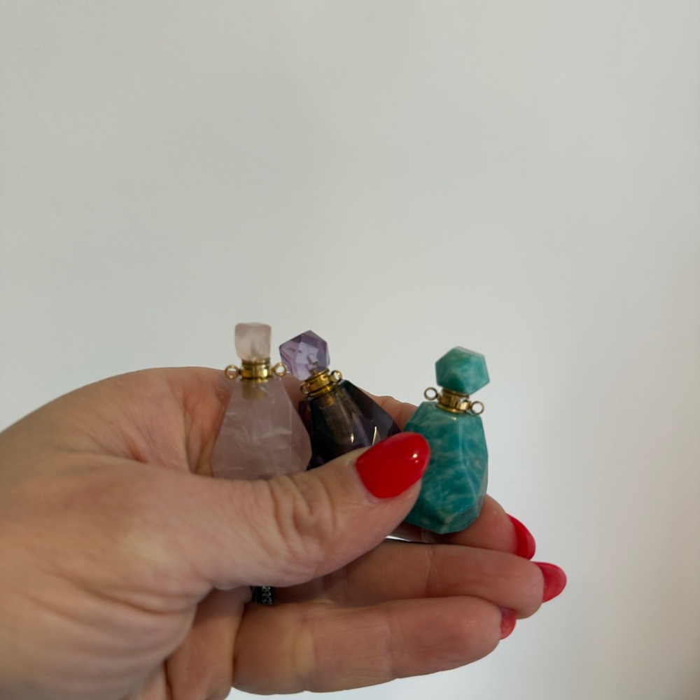Set of 3 Gemstone Bottle Pendants